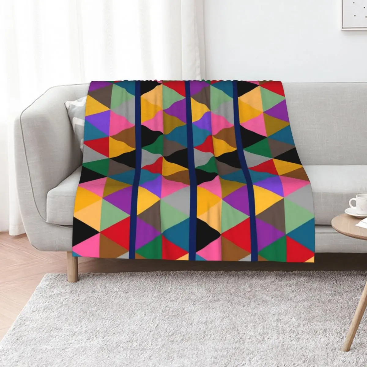 

Geometric Bright Multi Colour Pattern Throw Blanket Luxury Designer Softest Bed covers funny gift Blankets