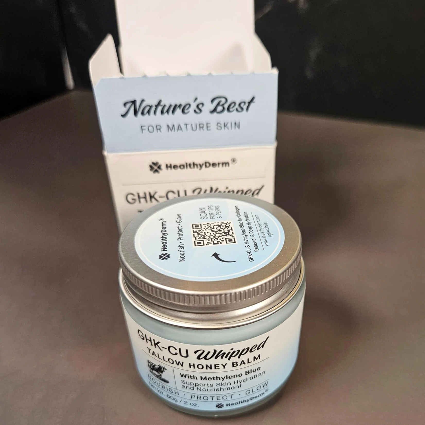 HealthyDerm Kupferpeptide GHK-Cu Rindertalg Gesichts- und Körpercreme Blauer Balsam Manuka-Honig Vitamin E Feuchtigkeitspflege für Trockene und Sensible Haut