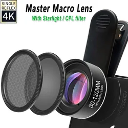 Professional Phone Lens kit 10x Macro Lens Shooting 3-12cm CPL+Star Filter for Phone Vlog Insects Flowers Plants Beauty Live