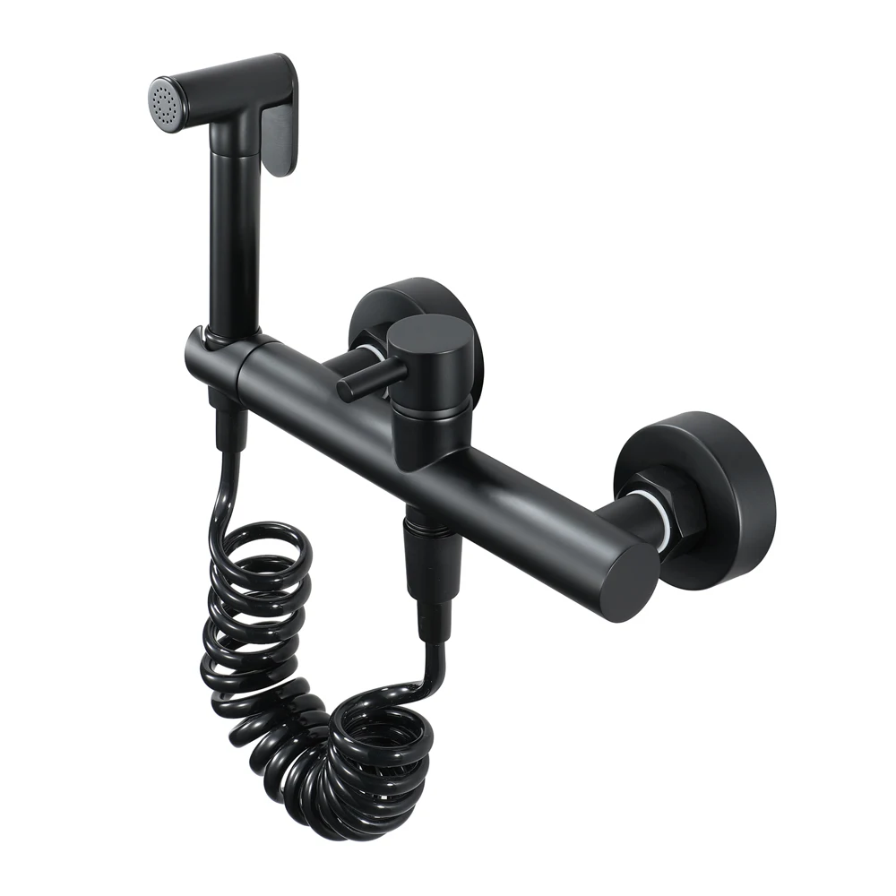 Black Handheld Bidet Hot and Cold Sprayer Diaper  Douche Complete Bidet Set