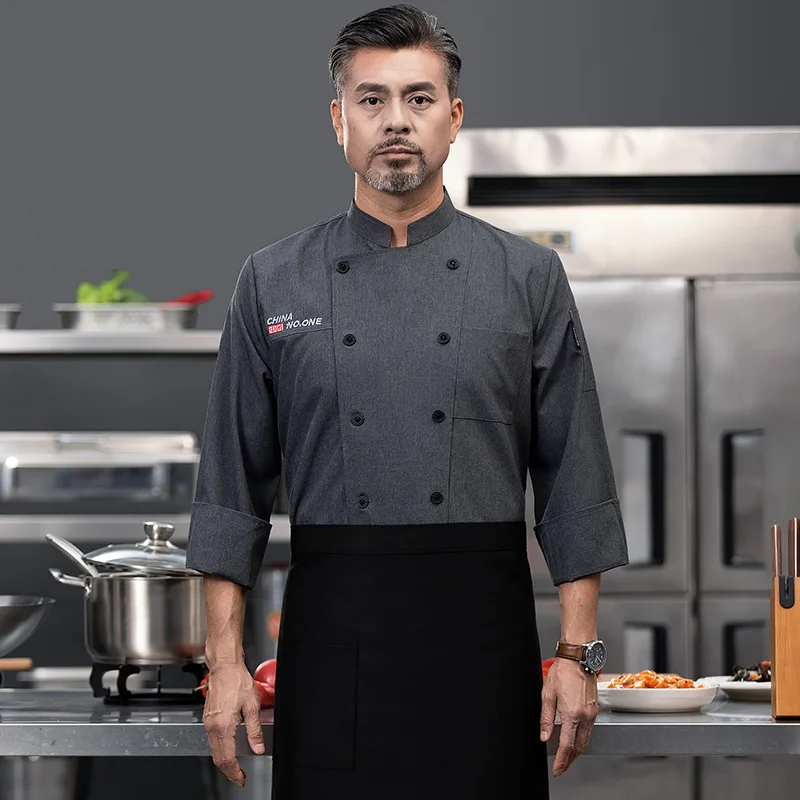 Chef vêtements de travail à manches longues automne hiver Restaurant Cuisine Cuisine occidentale Cuisine restauration cantine cuisson gâteau pain vêtements
