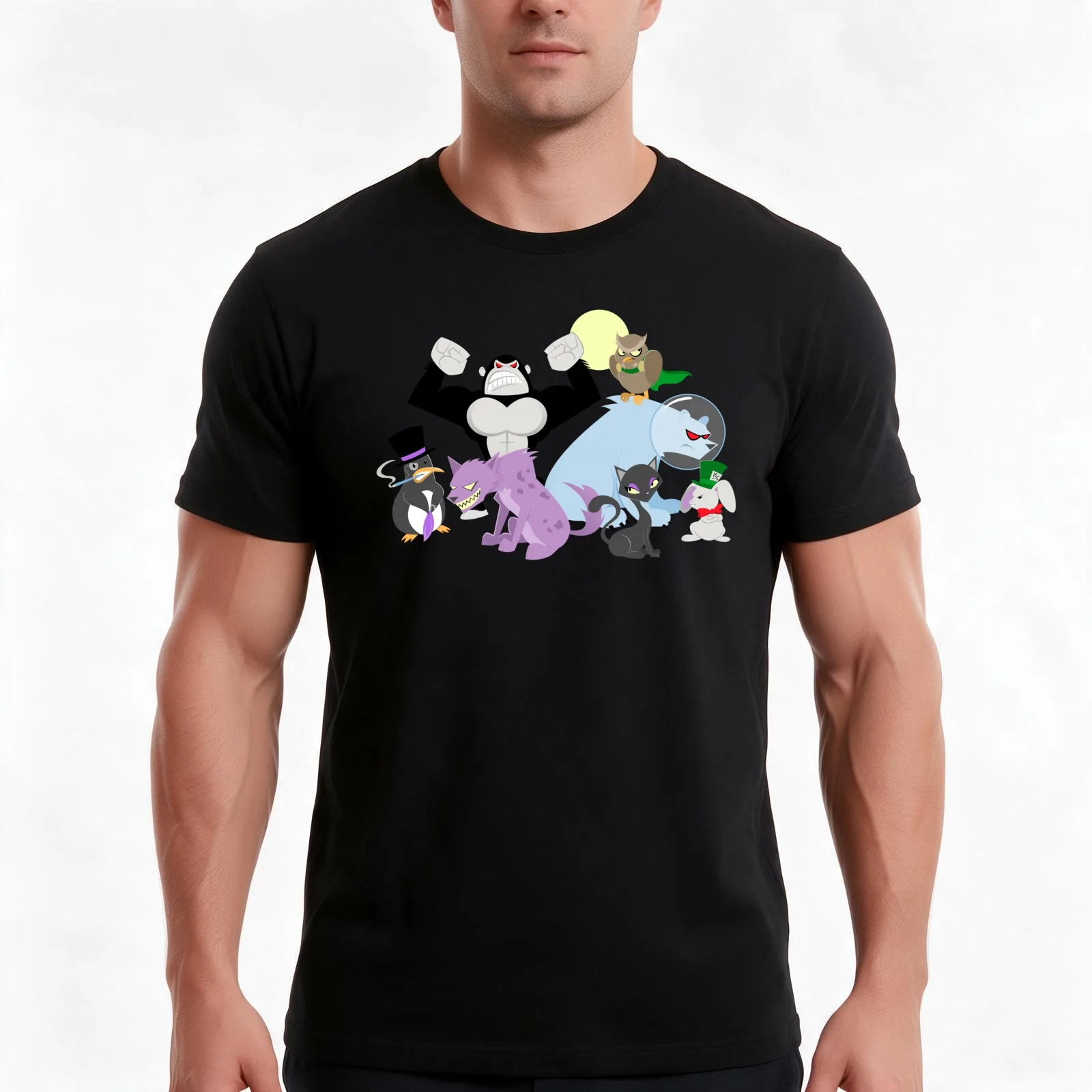 Arkham Zoo T-Shirt, Summer Casual Cotton Tee, Oversized Streetwear Tops, Vintage Graphic Print, Loose Fit Short Sleeve