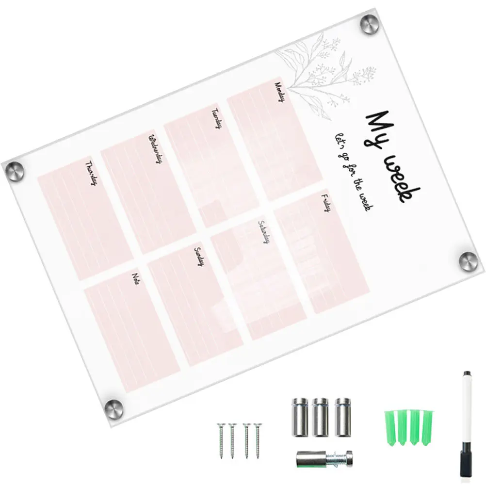 1Set Acrylic Message Board Hanging Wall Mounted Clear Writing Memo Board Sign Door Hanging Blackboard Sign for Home Store