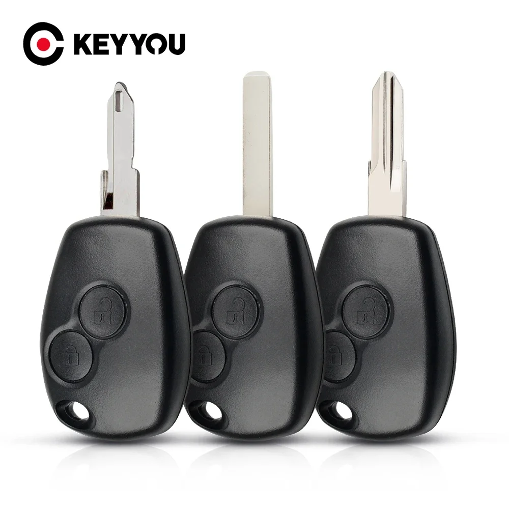 KEYYOU-carcasa para llave remota de 2 botones, funda Fob para Renault Megan Modus Clio Modus Kangoo Logan Sandero Duster, carcasa de alarma para