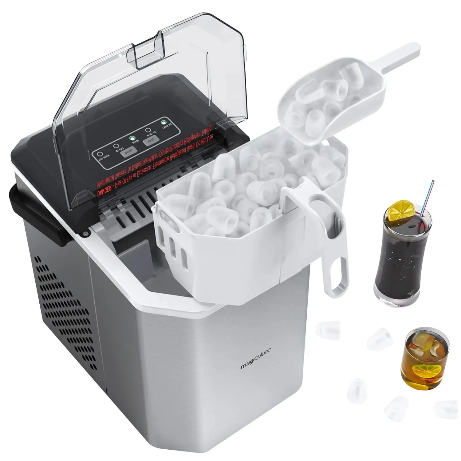 

Self-Cleaning Ice Makers Countertop, 9 Cubes in 6 Mins, 26.5 lbs Ice per Day, Ice Machine with Basket and Scoop for Home/Kitchen