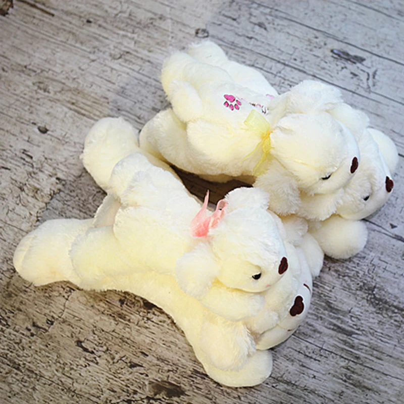 New White Prone Puppy Plush Toys Cute Embroidery Pattern Hug Pillow Plush Doll Cartoon Send Friends Birthday Gift Children'S Toy