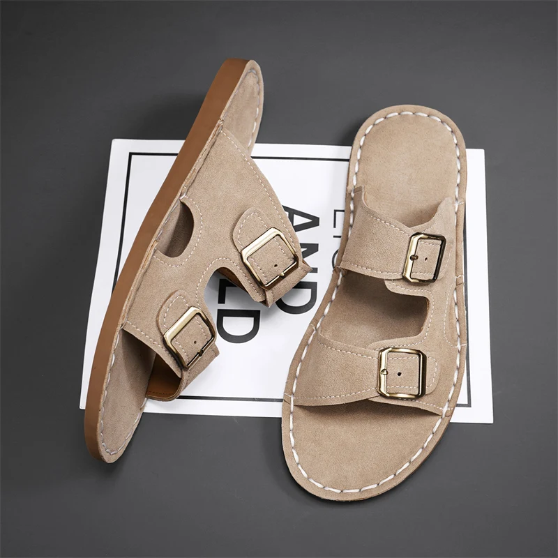 Outdoor Men's Sandals Non-slip Men's Casual Sneakers Genuine Leather Beach Sandals Plus Size Summer Men Breathable Wading Shoes
