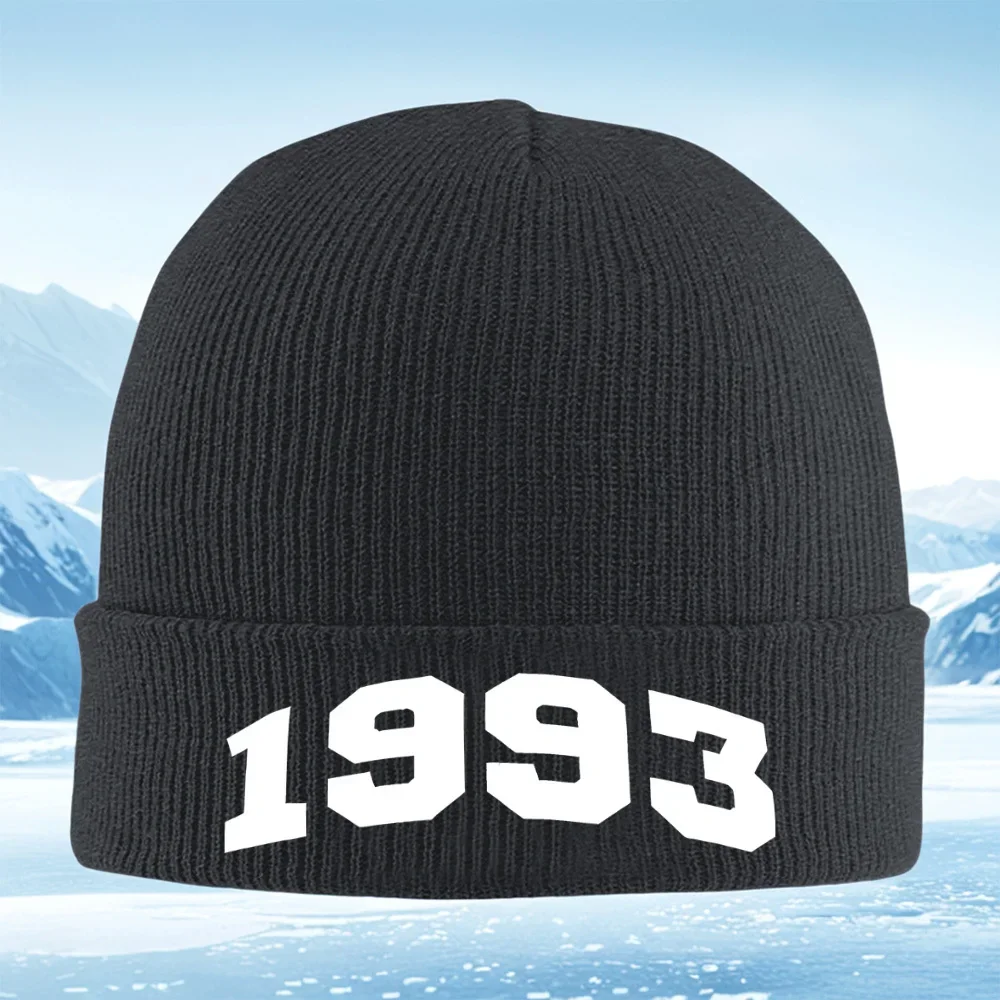 2026 White number bold black background year Men Women Unisex Knitted Hat Beanie Pullover Cap Winter Thermal Warm Christmas Outd