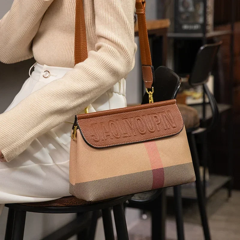 

Heritage Check Tote Bag, Vegan Leather Crossbody with RFID Pocket & Adjustable Pad