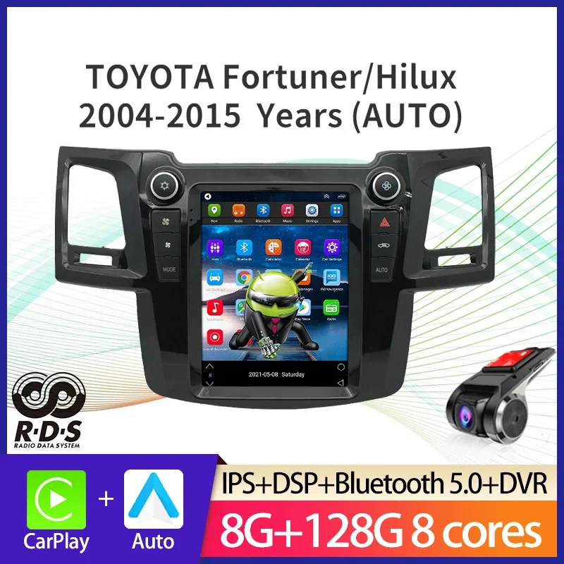 Car GPS Navigation For TOYOTA Fortuner/Hilux 2004-2015 AUTO A/C Tesla Style Radio Stereo Multimedia Player(Only Supports AUTO)