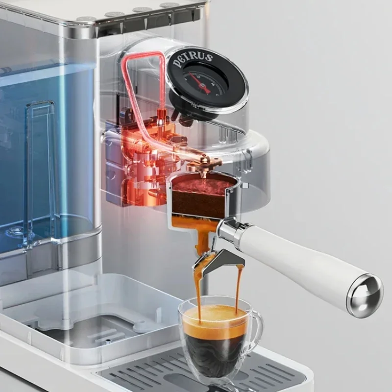 ماكينة القهوة Petrus PE3663 المنزلية الإيطالية المركزة الجديدة ماكينة رغوة الحليب البخارية شبه الأوتوماتيكية أصلية أصلية