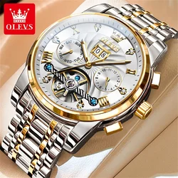 OLEVS 9910 New Automatic Man Watch Luxury Original Skeleton Flywheel Auto Date Month Week Business Men's Mechanical Wristwatch