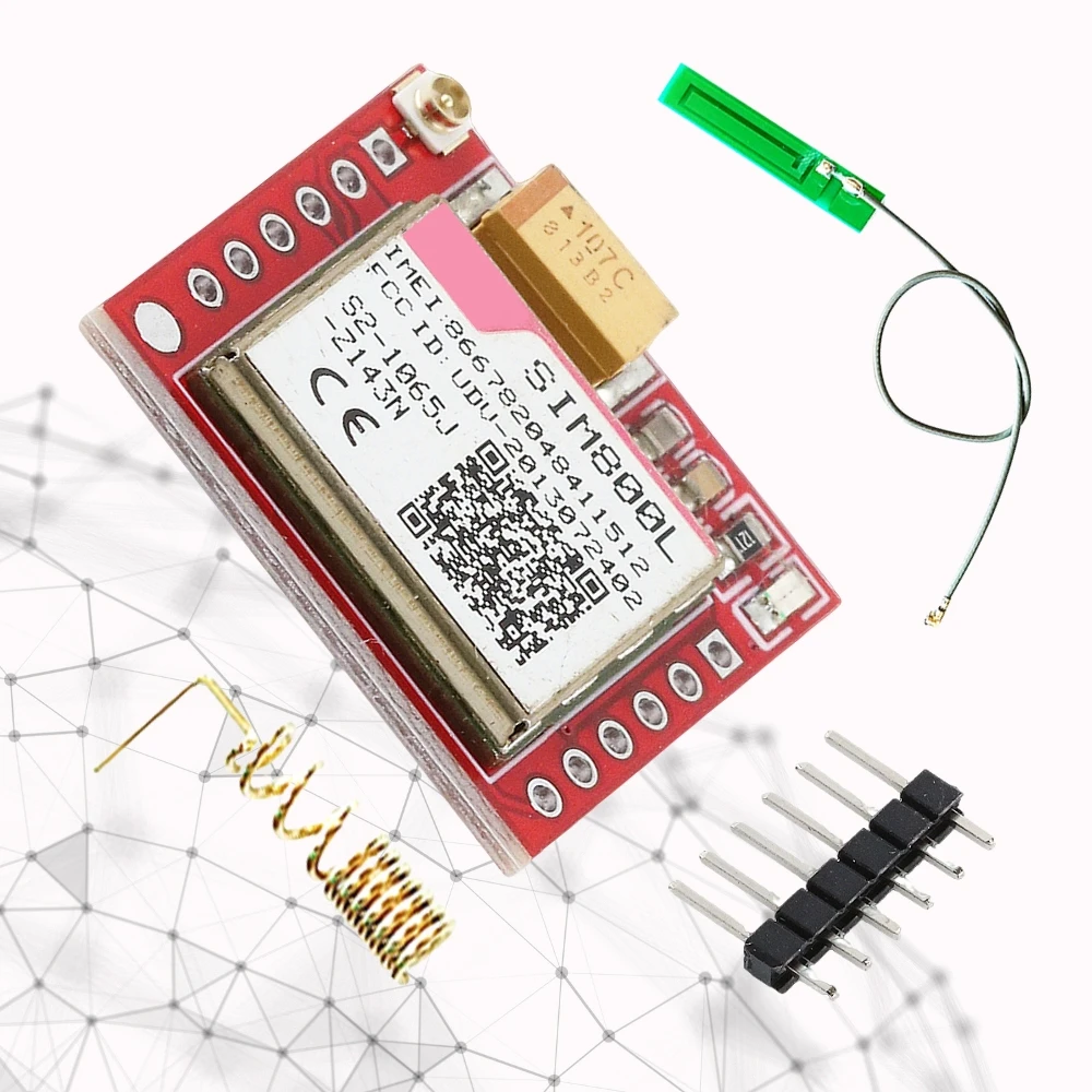 Ultra-Mini SIM800L GPRS GSM Wireless Module Micro SIM Card Core Board TTL Serial Port Global Quad-band for Arduino with Antenna