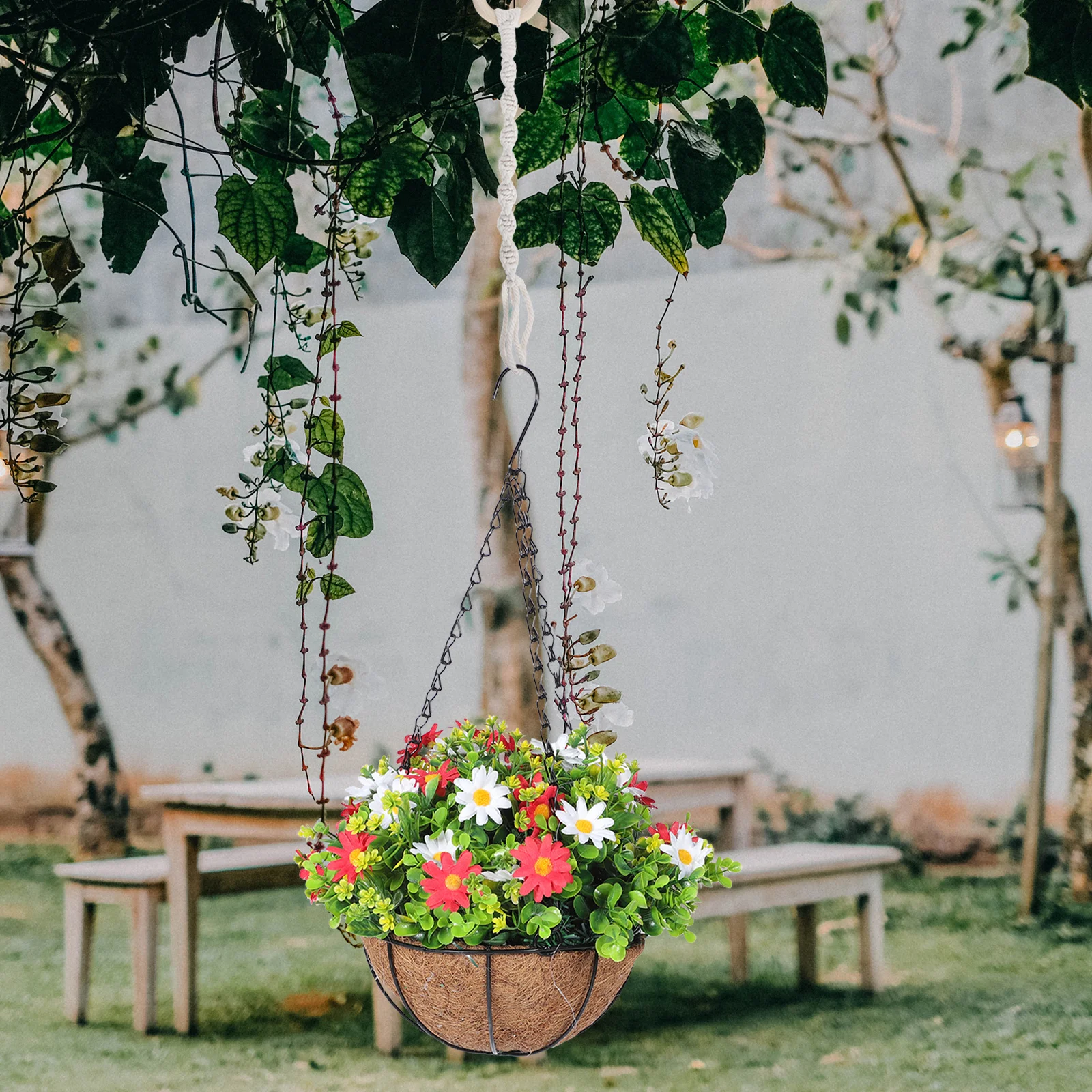 

2Pcs Plant Hanger Extenders Handmade Macrame Cotton Rope Boho Hanging Rope for Indoor Outdoor Macrame Plant Hangers