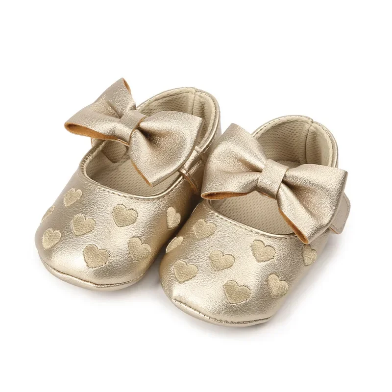 Newborn Baby Girl Bowknot Moccasins Soft Sole Crib Shoes Anti-slip Prewalker Solid Color Shoes