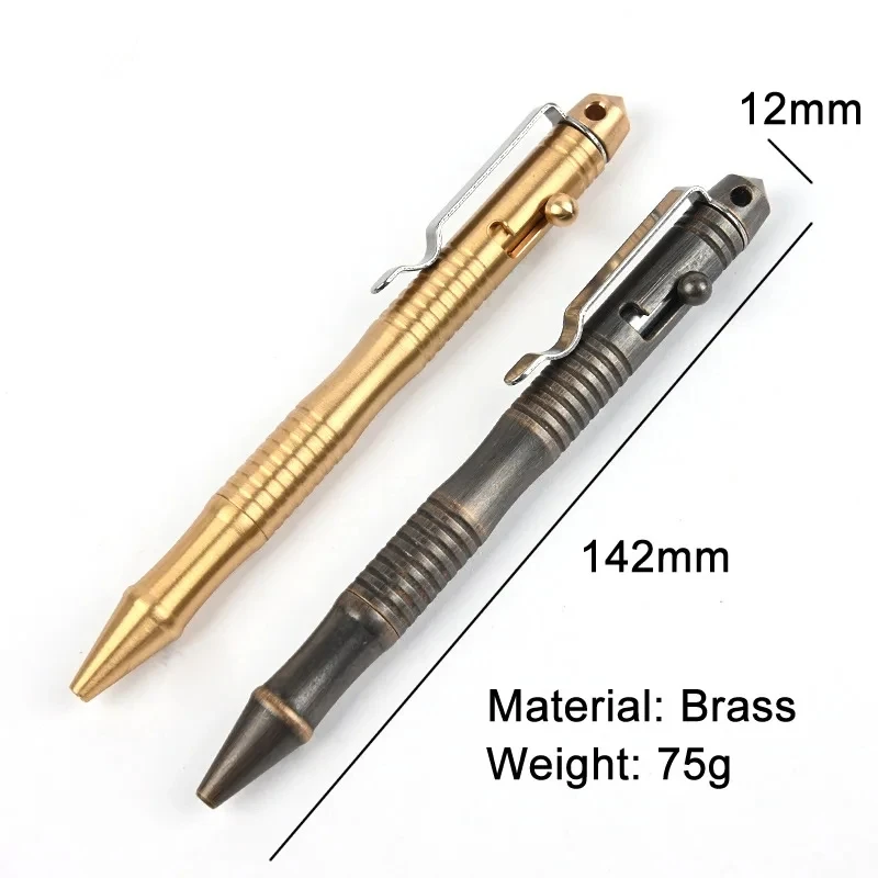 Tactical Pen Bolt High Quality Brass Self-Defense For Outdoor Camp EDC Tool Gift Box Switch Ball Point Writing Pen