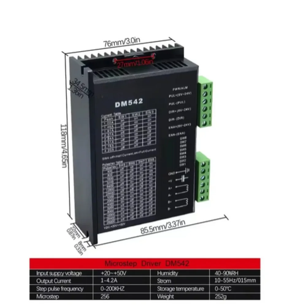 Controlador de Motor DM542, Controlador Adecuado para Motor Paso a Paso 57 86, Accesorio para Herramienta de Medición de Prueba