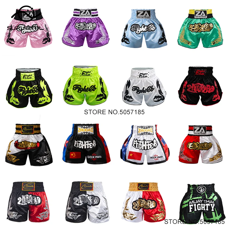 Muay Thai Shorts 2024 New Boxing Shorts Men Women Child Silk Satin Gym Cage Fighting Grappling Kickboxing Fight Training Pants