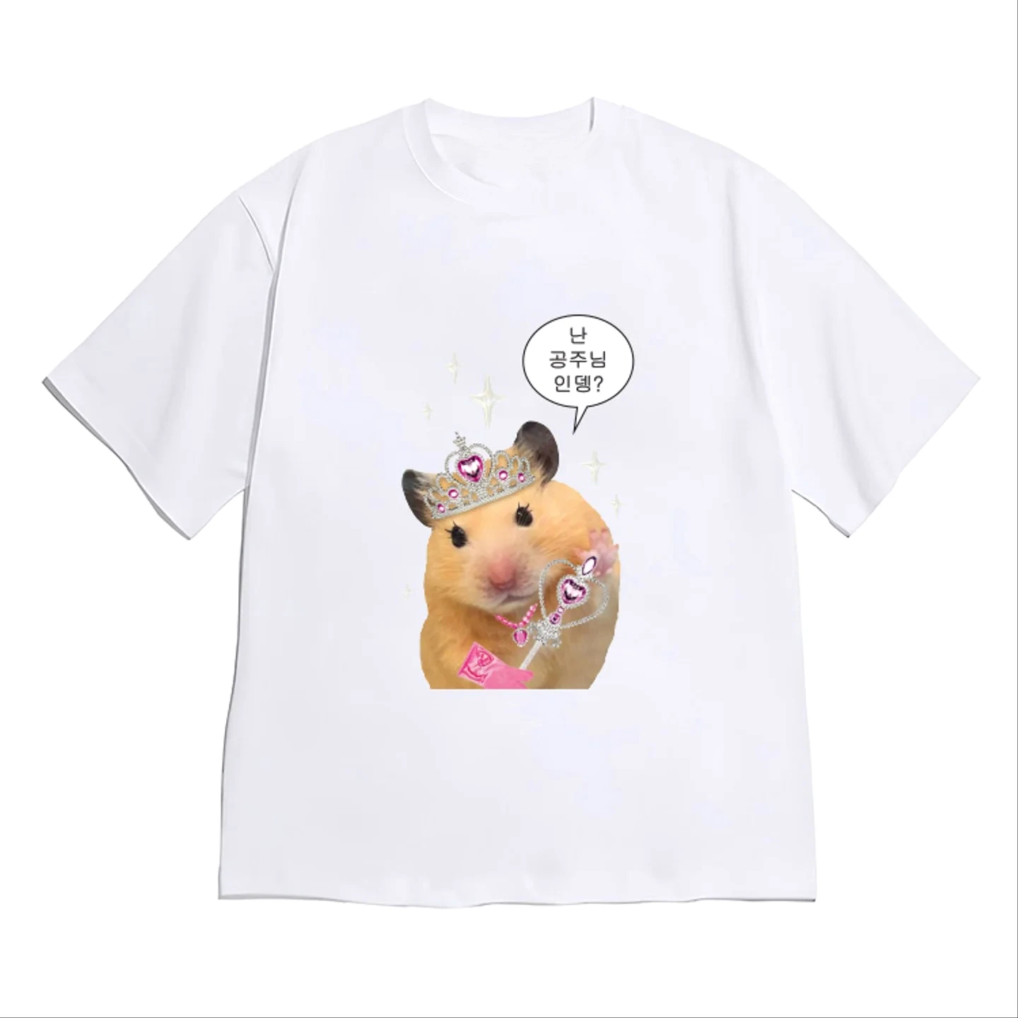 Funny Hamster Princess Meme Graphic T-Shirt for Women Girls Fashion Casual Short Sleeve Cute Y2k Tee Korean Style Versatile Tops
