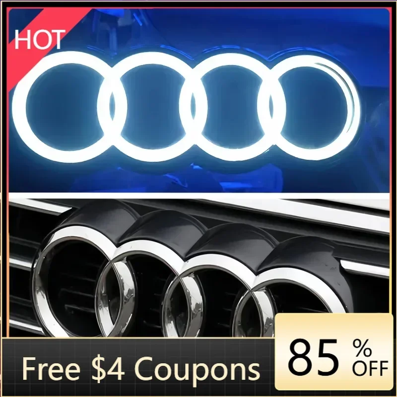 

For Audi Slien Audi Car LED Front Grille Logo Lamp Static White Light 249 273 285mm For AUDI A3 A4 A5 A6 A7 A8 S3 S4 S5 S6 S7 Q3