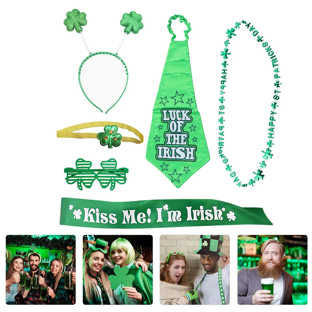 

6 Pcs Irish Suit Green Sunglasses Party Props St Patrick's Day Decoration Accessories Fabric Child Favors