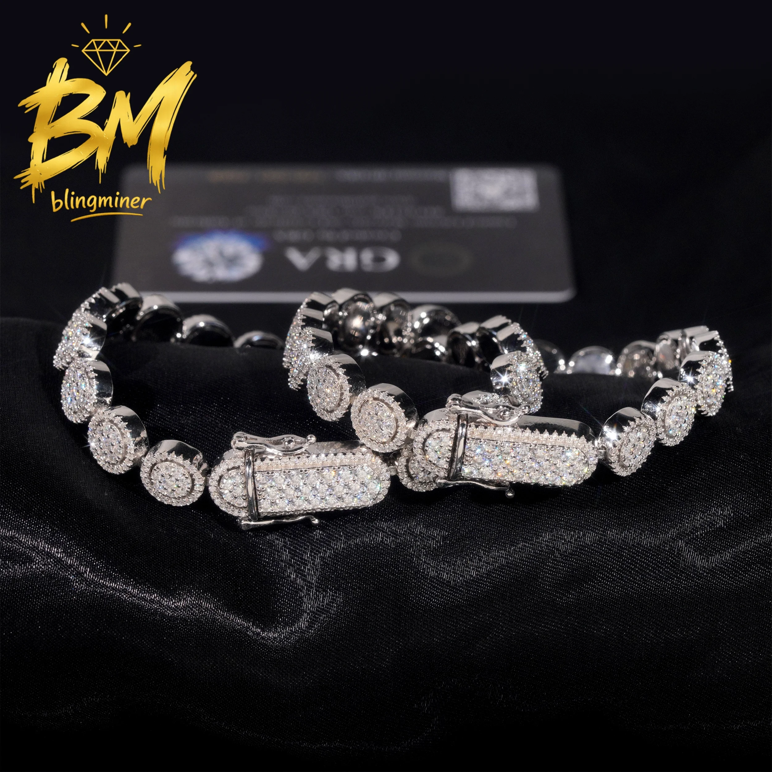 Blingminer New Design 10MM VVS Moissanite Cuban Link Bracelet For Men Women S925 Jewelry Pass Diamonds Tester Free Shipping