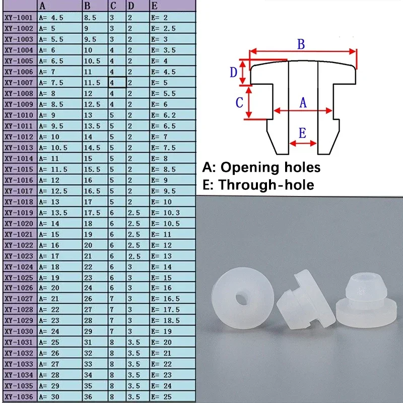 Transparent 4.5/5/5.5mm-50.6mm Silicone Rubber Snap-on Grommet Hole Plugs End Caps Round Wire Cable Protect Bush 1/2/5/10Pcs