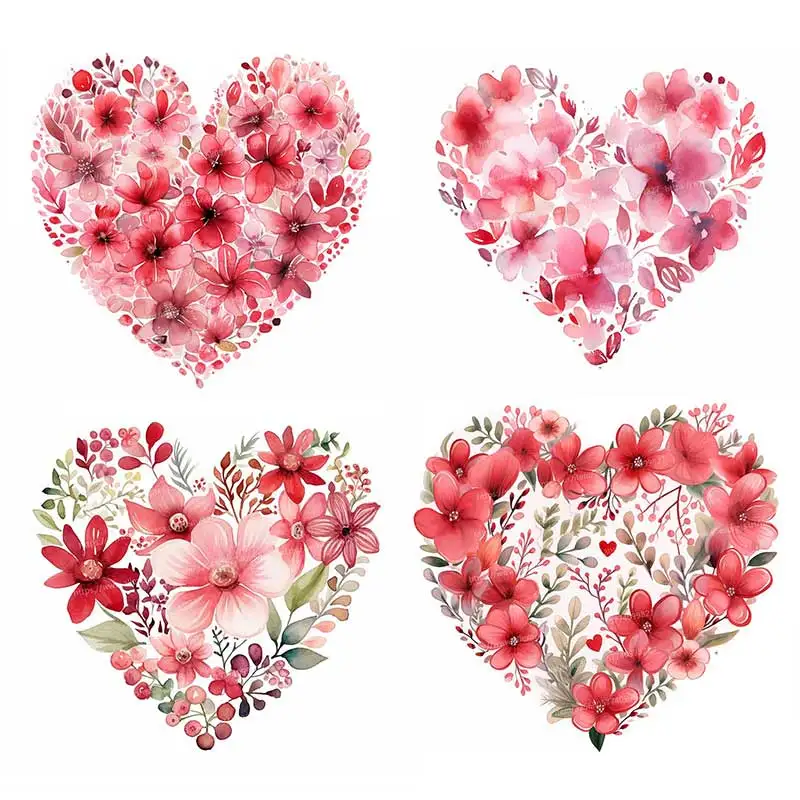 

Watercolor Floral Heart Shape Wall Sticker Bathroom Toilet Decor Living Room Cabinet Refrigerator Home Decoration Decals M1539