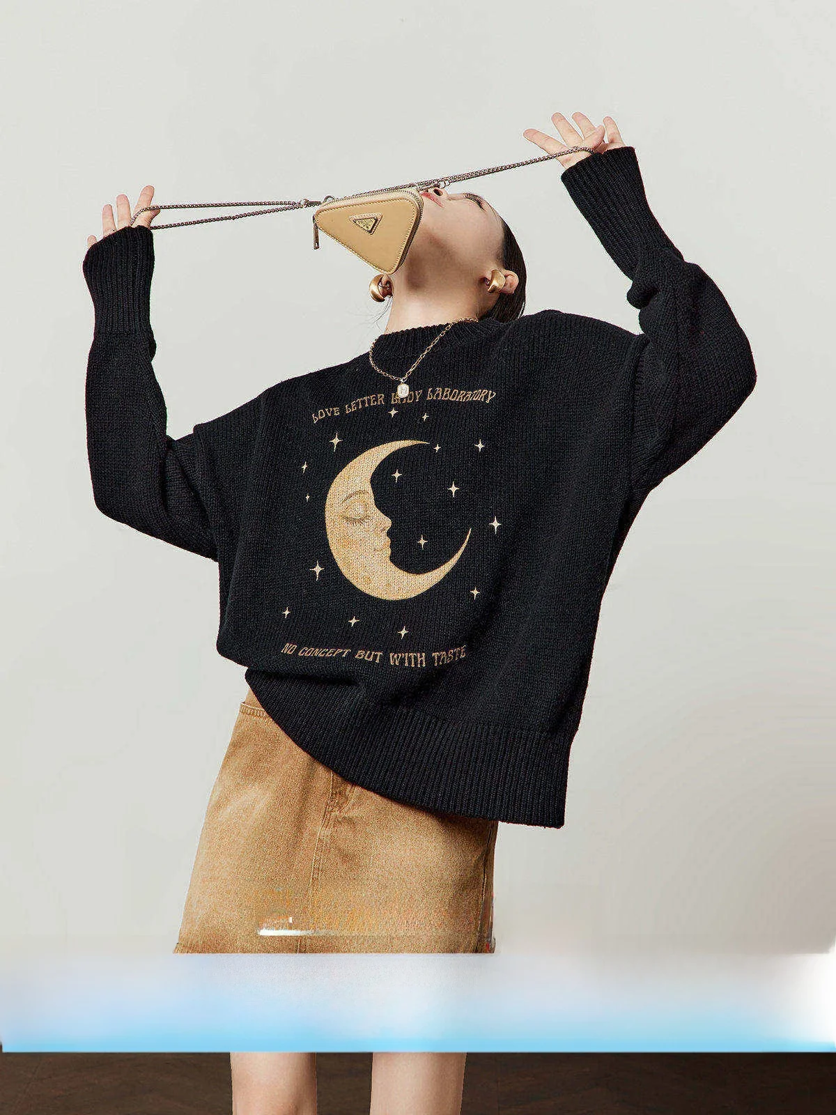 

Bla Knitted Sweater Women's Casual Sle Spring New Arrival Loose Fit Vintage Flair Long Sve Crew Ne Top by Zhou Li Wu