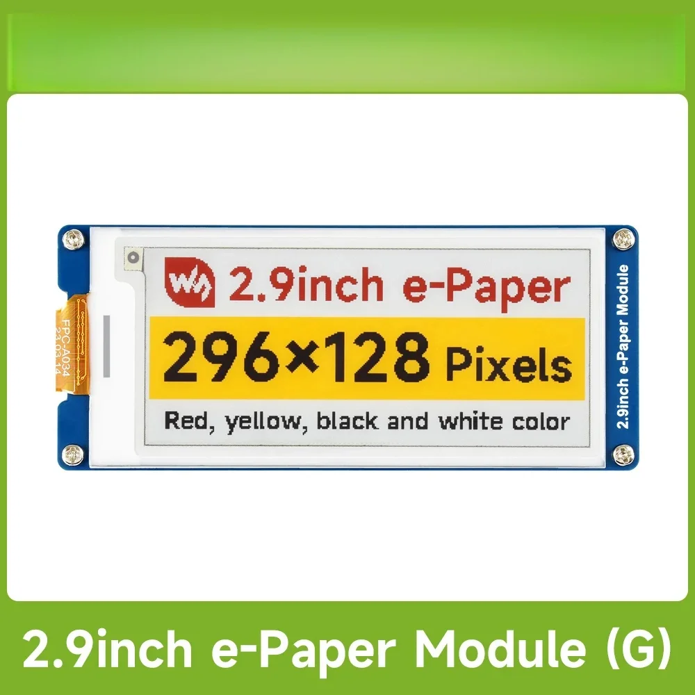 Waveshare 2.9inch E-Paper Display (G), E-ink Display for Raspberry Pi/ESP32/Arduino, 296x128, Red/Yellow/Black/White, SPI