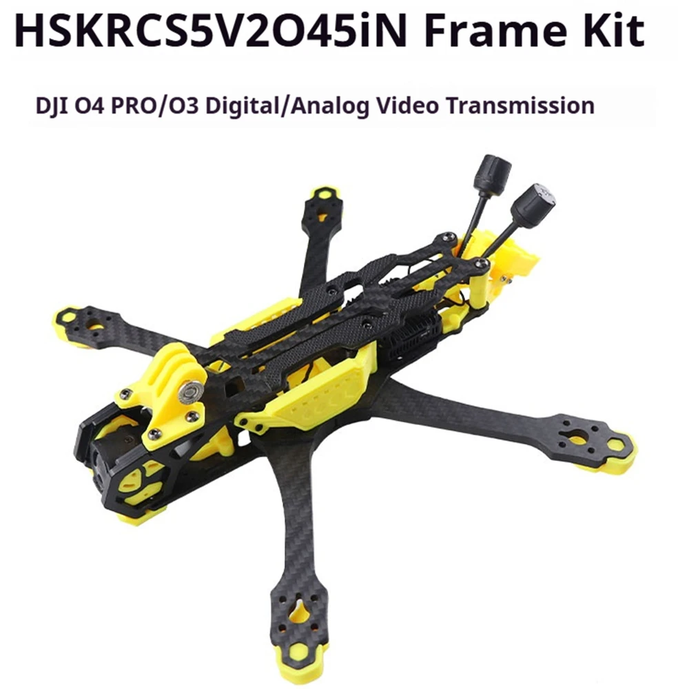 

HSKRC S5 V2 22-мм колесная база 5-дюймовая рама из углеродного волокна, совместимая с DJI O4/DJI O3/аналоговыми DIY RC FPV гоночными дронами