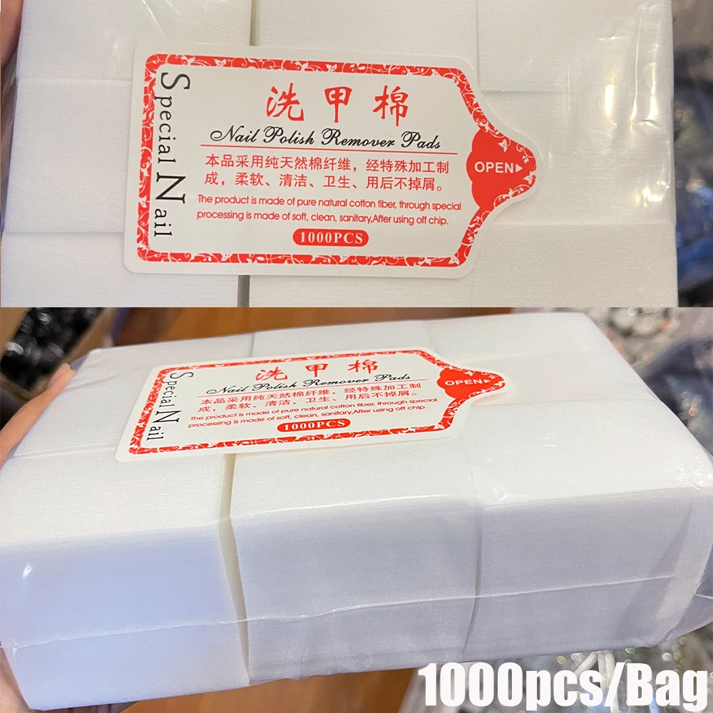 1000/500/100 stücke Nagel Wischen 100% Baumwolle Pads Fusselfrei Gel Nagellack Entferner Baumwolle Pads Maniküre Tücher Nail art Reinigung Werkzeuge