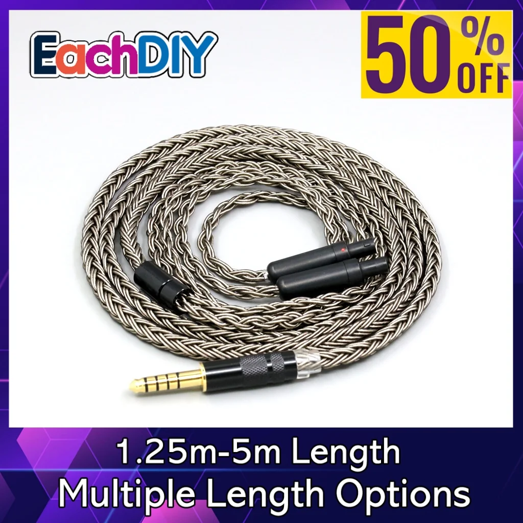 

16-ядерный серый посеребренный обновленный кабель для наушников Sennheiser HD800 HD800s HD820s HD820 Dharma D1000 LN008843