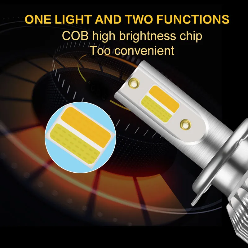 PANDUK 2 Pcs Car Headlight Bulb H1 led H3 H4 H7 H1 Led Super Bright 3000k 6000K Double Color Headlamp H11 9005 LED 9006 HB4 880