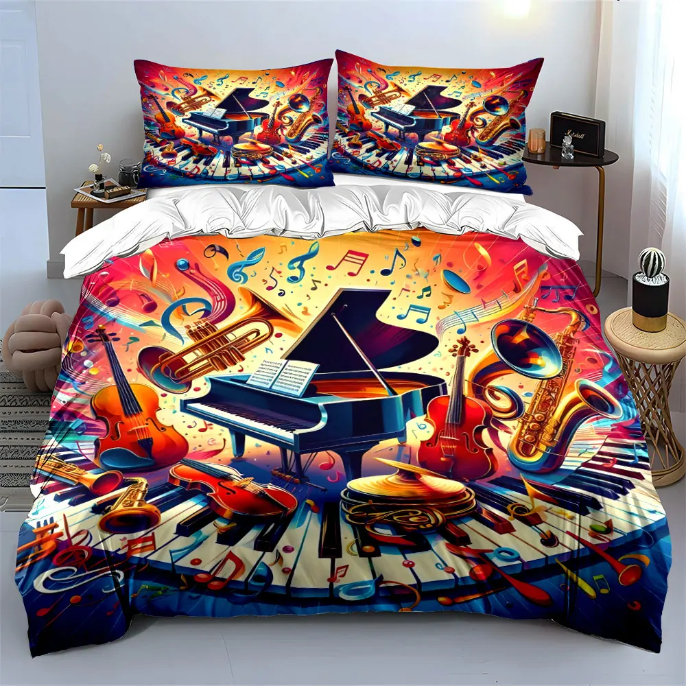"Music-Inspired Decor Set" Multiple sizes kid's and adults' bedroom Exquisite 3PC bedding set, gift