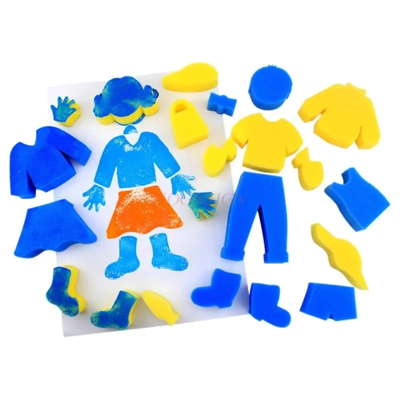 

2 шт. детский рисунок для детского сада, растирание, губчатая живопись, смена персонажей, креативные граффити, мультфильм, губчатый блок искусства