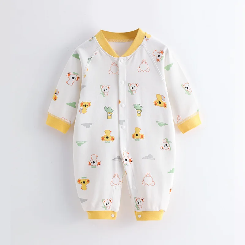 Newborn Baby Clothes with Boneless Buttons Baby Jumpsuit with Four Seasons Button Closure Jumpsuit In Spring and Autumn