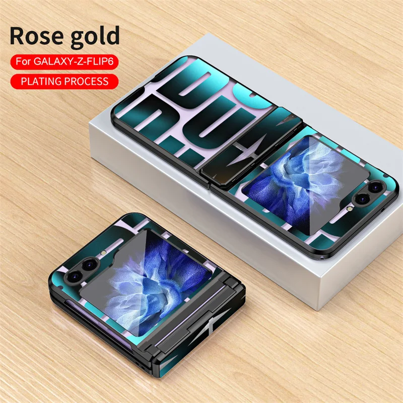 

Fashion Electroplating Transparent Hinge Phone Case for Samsung Galaxy Z Flip 6 5 4 3 5G Shockproof Anti-drop Protection Cover