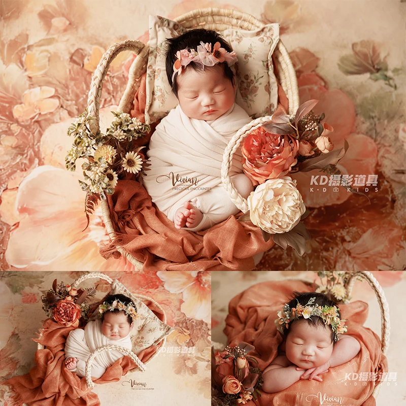 

Комплект для фотосессии новорожденных 0-1 месяц: цветочный декор, белое одеяло-пеленка, головные уборы, подушка для позирования, 5 предметов, костюмы для студийных фотосессий