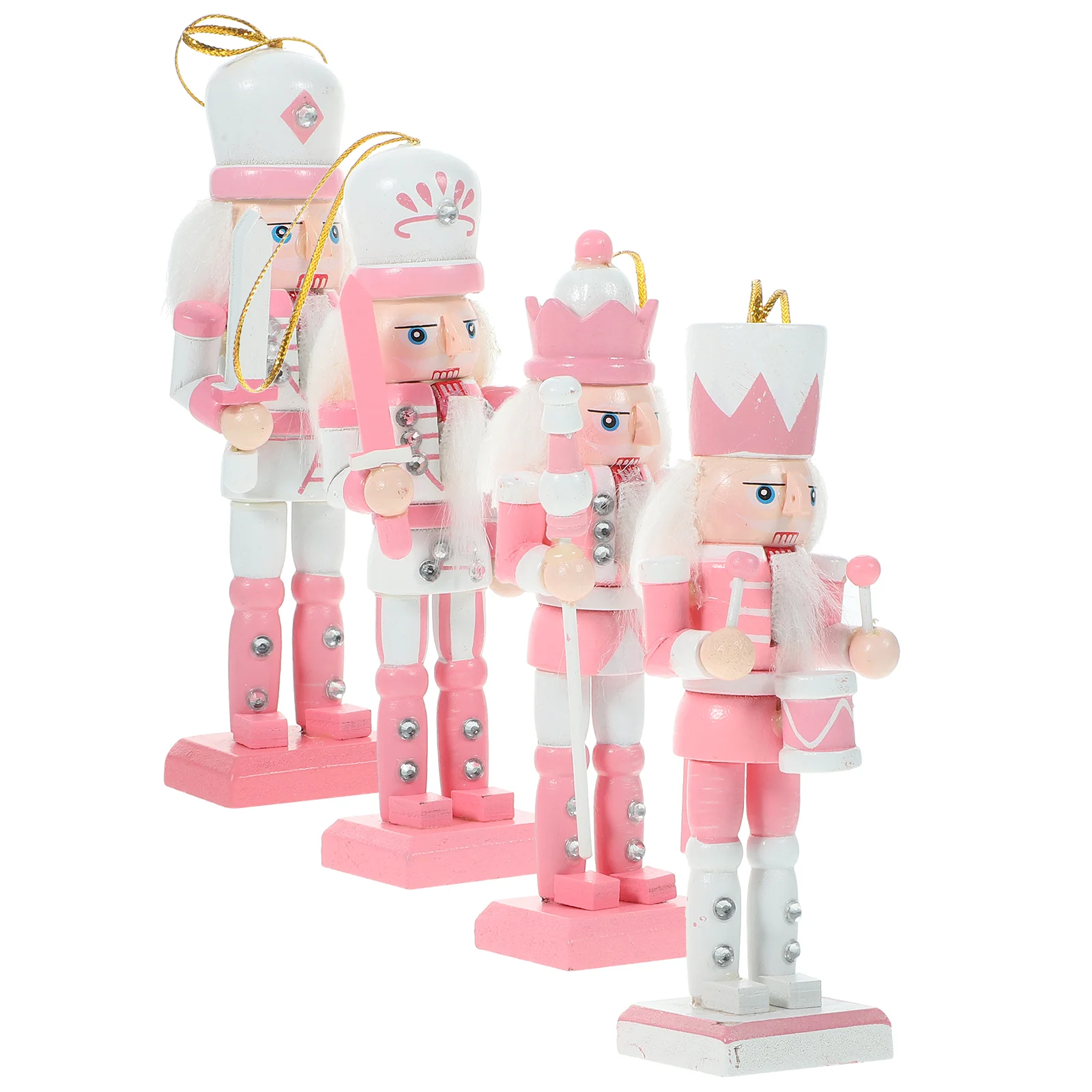 4 Pcs Nutcracker Pendant Christmas Decor Nutcrackers Decorations Neutral Home Xmas Fairy Lights Sticker Wooden Desktop