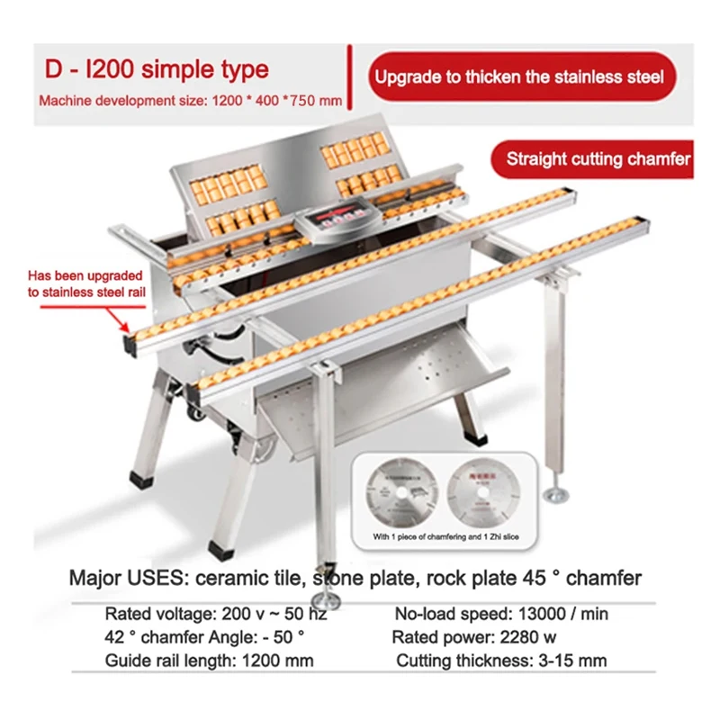 D1200 Desktop High Precision Dust-Free Ceramic Tile Chamfering Machine Manual Operation Foldable for Construction Tile Work