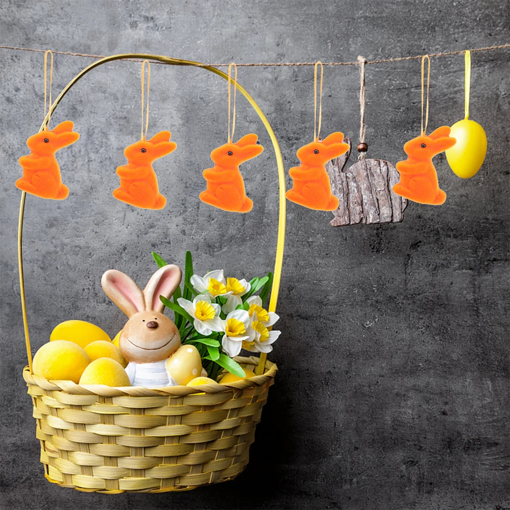 

12 Pcs Rabbit Pendant Easter Crafts Decor Spring Tree Hanging Ornament Garden Statue Orange Animal Ornaments DIY Decoration