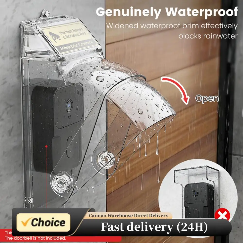 

Прозрачный пластиковый защитный чехол для ПК, устойчивый к атмосферным воздействиям, прозрачный водяной экран для дверного звонка, совместимый с большинством видеодверных звонков, кольцевой звонок