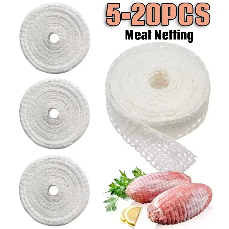 1/20PCS 1-3M Cotton Meat Netting Roll Meat Net Ham Sausage Net Butcher's String Sausage Net Roll Hot Dog Packaging Tools