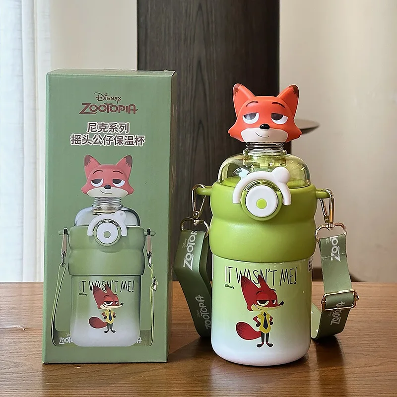 Disney Crazy Animal City Nuovo cartone animato Orso fragola Tazza calda per bambini Studente Paglia carina Tazza d'acqua in acciaio inossidabile 316 da 550 ml