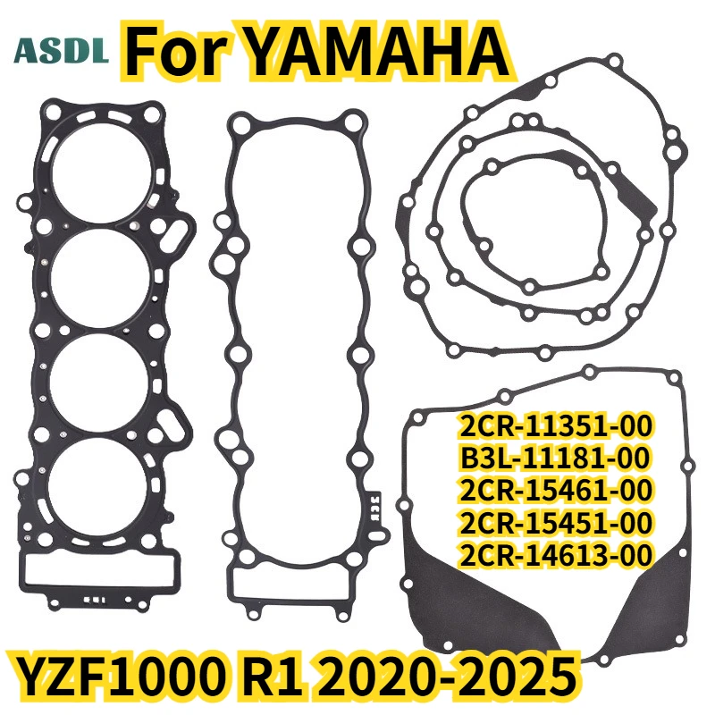 

1set 2CR-11351-00 For Yamaha YZF1000 R1 2020-2025 Motorcycle Cylinder head Crankcase Covers Gasket Kit YZFR1 YZF-R1 2CR-15461-00