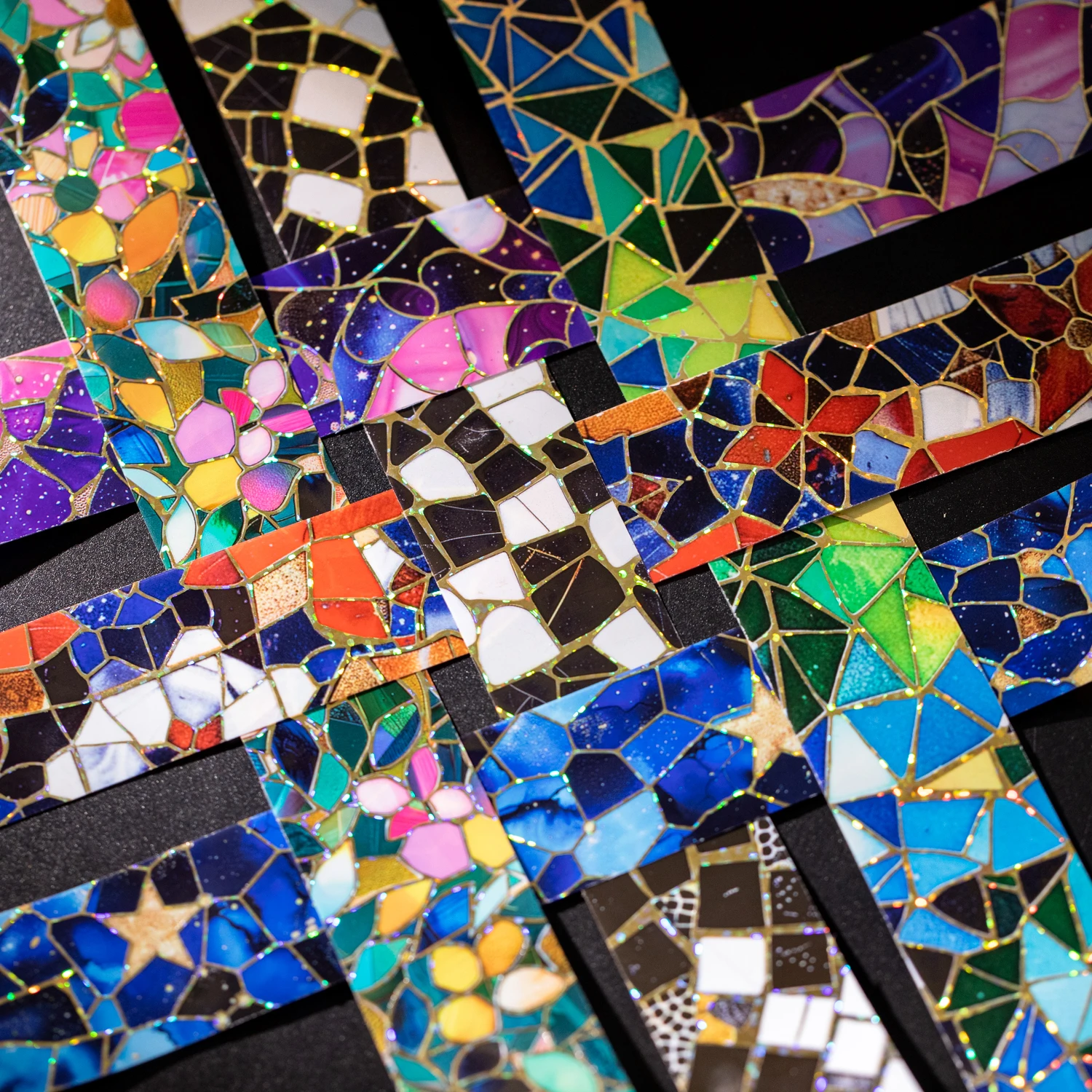 

Colored Brick Fragment Series Vintage Pattern Landscape Bronzing PET Tape Creative DIY Journal Material Collage Stationery