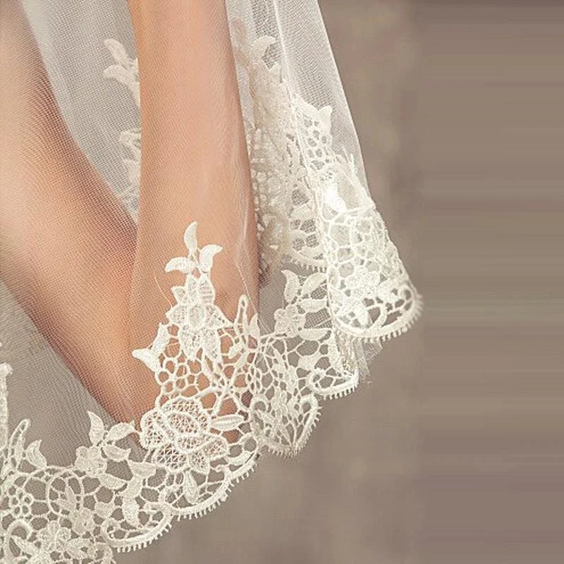 3 Meters Long One-Layer Lace Applique Edge Bridal Veils Soft Tulle Marriage Wedding Accessories image 3