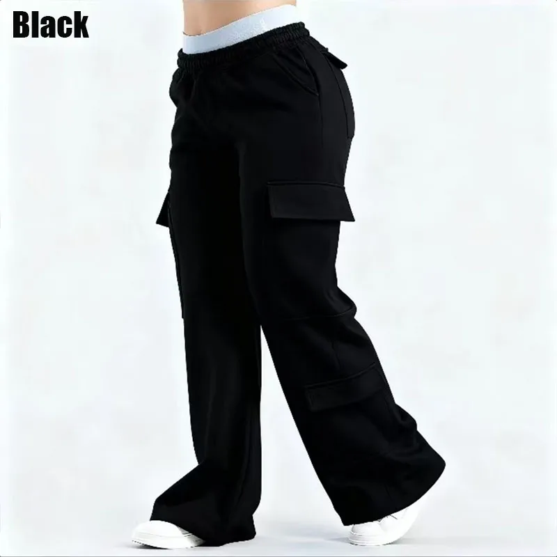 

Dneyf Solid Color Casual Commuter Straight‑Leg Pants with Pockets, Loose Fit & Versatile