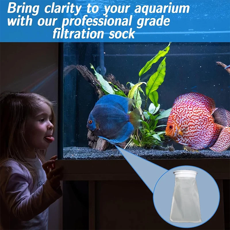 80/200Mesh Multifunction Nylon Filter Sump Bag Aquarium Filter Socks Bags With Frame Reusable Fish Tank Filtration Accessories